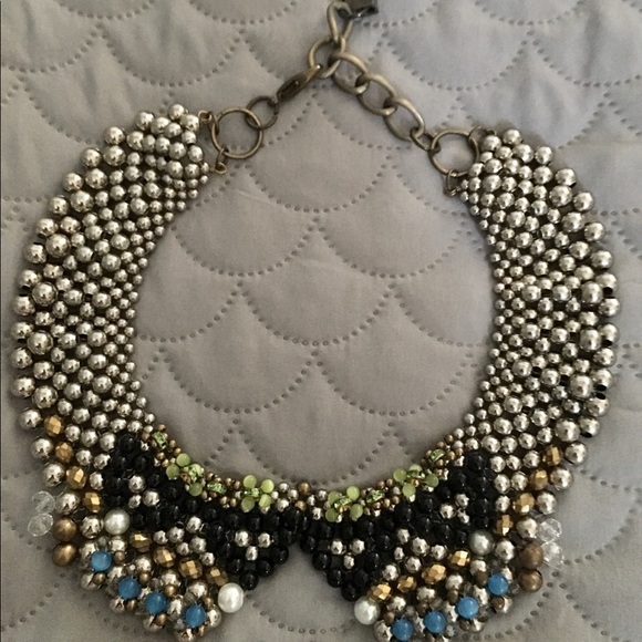 VINTAGE BEADED MULTI COLOR COLLAR - Picture 2 of 5